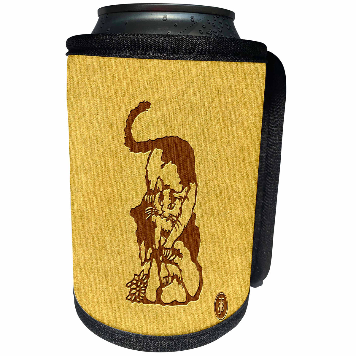 3dRose Russ Billington- Beautiful China Series - Cat Stretching and Sharpening Claws on a Rock - Can Cooler Bottle Wrap (cc_238775)