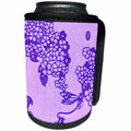 3dRose Russ Billington- Beautiful China Series - Flower Blossoms with Dragonfly Design in Violet - Can Cooler Bottle Wrap (cc_238783)