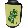 3dRose Russ Billington- Beautiful China Series - Elegant Bird with Flowers in Shades of Green - Can Cooler Bottle Wrap (cc_238786)
