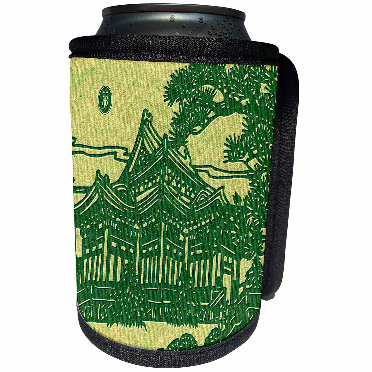 3dRose Russ Billington- Beautiful China Series - Chinese House in Trees - Can Cooler Bottle Wrap (cc_238793)