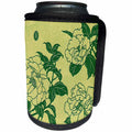 3dRose Russ Billington- Beautiful China Series - Elegant Chinese Floral Design in Green Tonal Shades - Can Cooler Bottle Wrap (cc_238794)