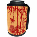 3dRose Russ Billington- Beautiful China Series - Stylish Butterfly on Bamboo Design in Red - Can Cooler Bottle Wrap (cc_238797)
