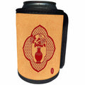 3dRose Russ Billington- Beautiful China Series - Chinese Vase and Flowers in Quatrefoil Motif - Can Cooler Bottle Wrap (cc_238802)