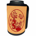 3dRose Russ Billington- Beautiful China Series - Red Chinese Design with Two Vases and Flowers - Can Cooler Bottle Wrap (cc_238804)