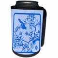 3dRose Russ Billington- Beautiful China Series - Little Bird in Tree Branches- Chinese Design in Blue - Can Cooler Bottle Wrap (cc_238813)