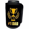 3dRose Russ Billington Designs - Number One Dad- Winners Cup Design in Black and Tonal Yellow - Can Cooler Bottle Wrap (cc_238819)