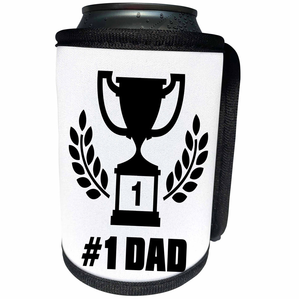 3dRose Russ Billington Designs - Black and White Number One Dad Design - Can Cooler Bottle Wrap (cc_238820)