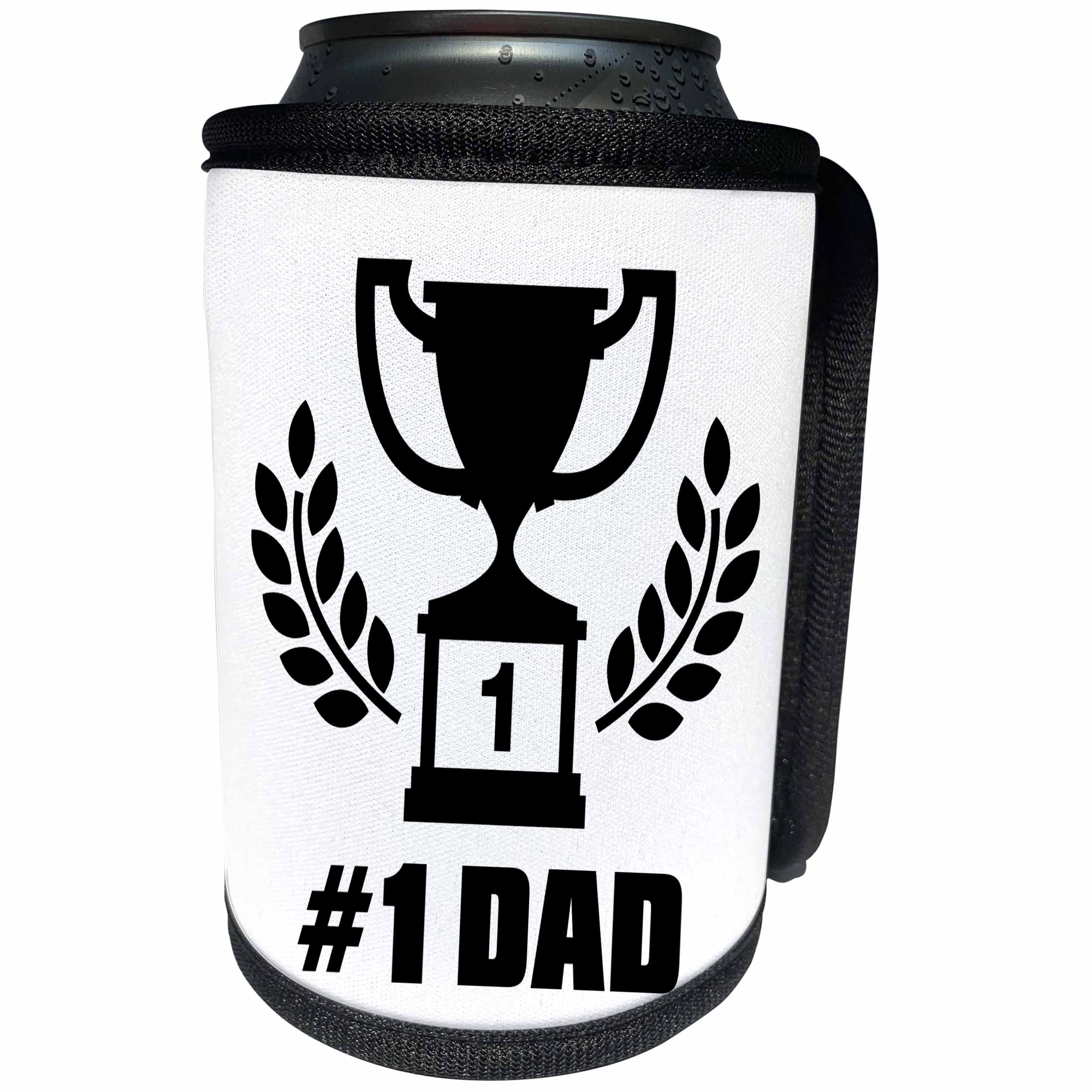 3dRose Russ Billington Designs - Black and White Number One Dad Design - Can Cooler Bottle Wrap (cc_238820)