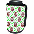 3dRose Russ Billington Patterns - Brown Tudor Rose Pattern with Green Diagonals - Can Cooler Bottle Wrap (cc_238831)