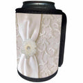 3dRose Beverly Turner Satin Ribbon Design - Cream Flower on Ribbon - Can Cooler Bottle Wrap (cc_23903)