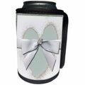 3dRose Beverly Turner Heart Design - Bow on Pastel Green Coral Heart - Can Cooler Bottle Wrap (cc_23905)