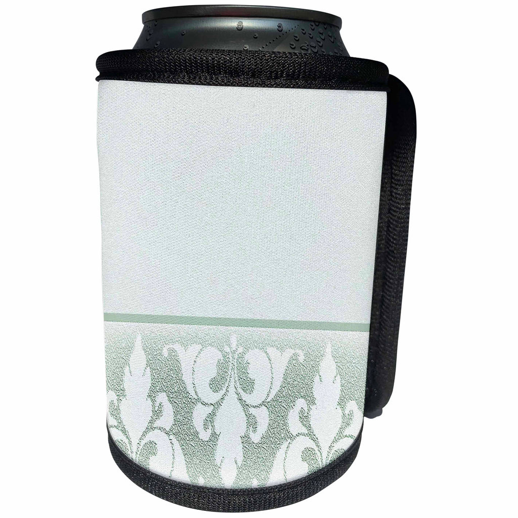 3dRose Beverly Turner Design - Green Elegant Fleur de Lis Design - Can Cooler Bottle Wrap (cc_23906)
