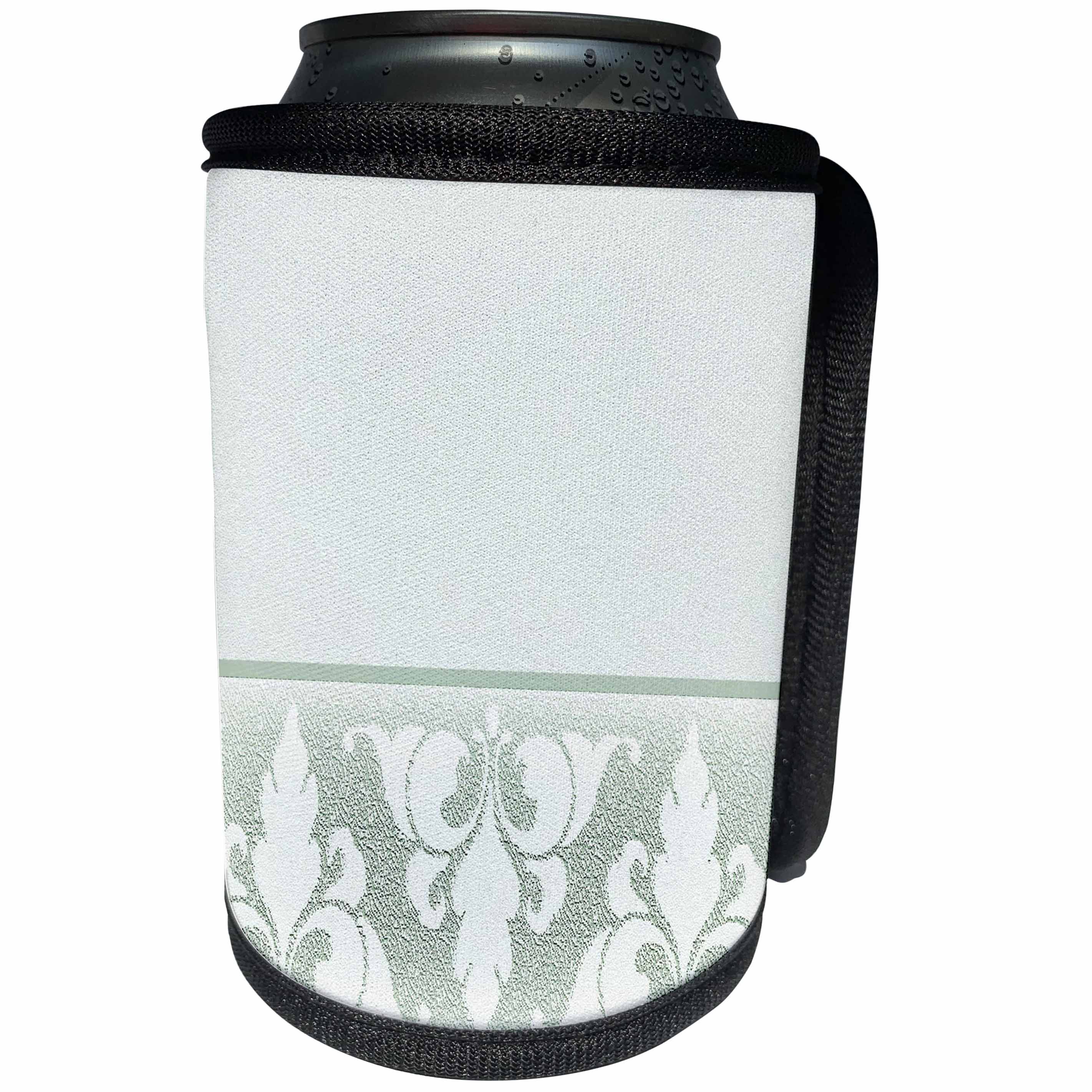 3dRose Beverly Turner Design - Green Elegant Fleur de Lis Design - Can Cooler Bottle Wrap (cc_23906)