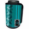 3dRose Russ Billington Monograms- Old Lace Initial M - Monogram Initial M in Teal White and Black Lace - Can Cooler Bottle Wrap (cc_239064)