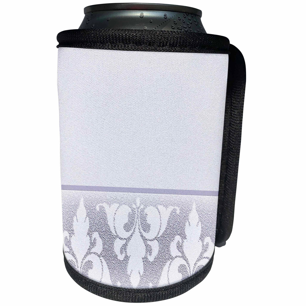 3dRose Beverly Turner Design - Lavender Fleur de Lis Design - Can Cooler Bottle Wrap (cc_23907)