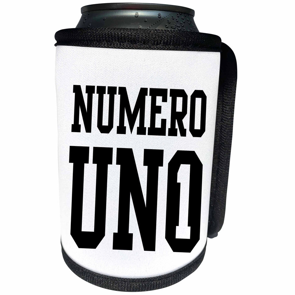 3dRose Russ Billington Designs - Typography Design- Numero Uno - Can Cooler Bottle Wrap (cc_239078)