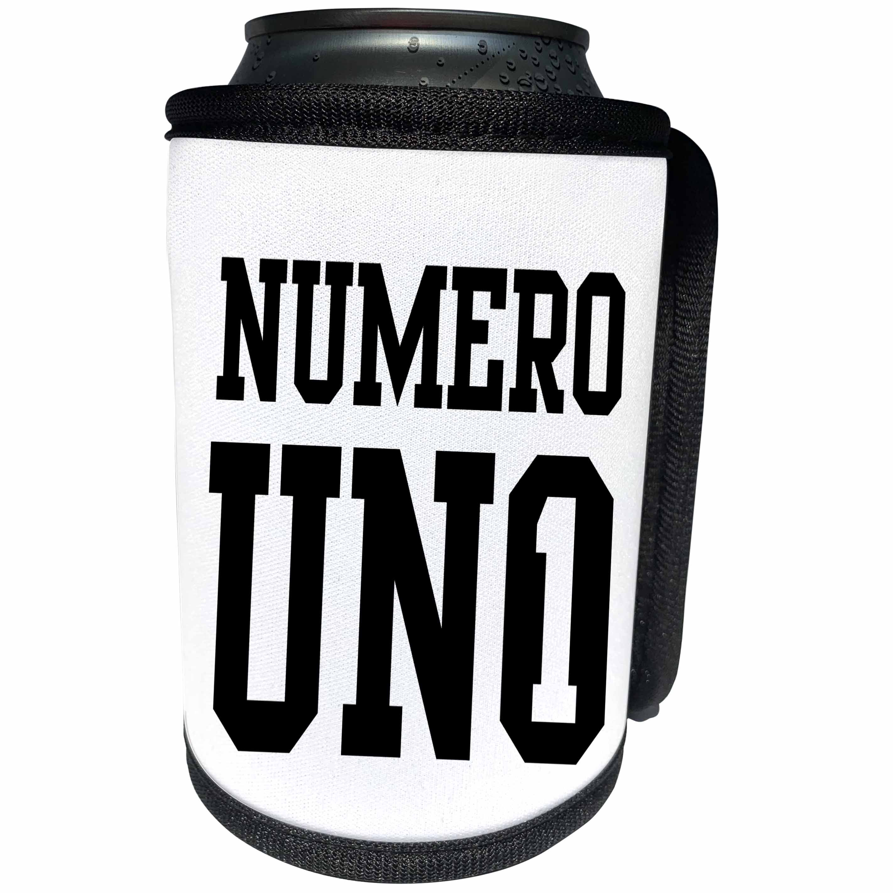 3dRose Russ Billington Designs - Typography Design- Numero Uno - Can Cooler Bottle Wrap (cc_239078)