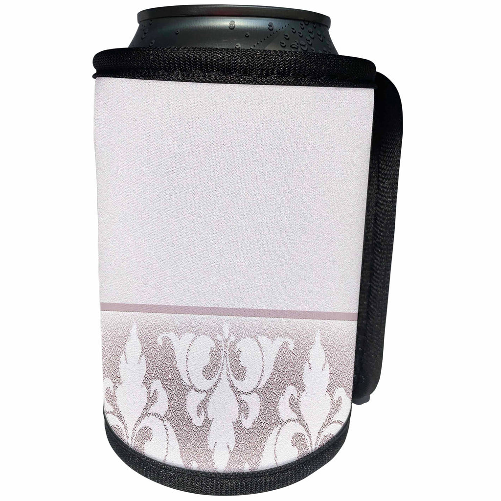 3dRose Beverly Turner Design - Pink Fleur de Lis Design - Can Cooler Bottle Wrap (cc_23908)