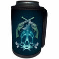 3dRose Russ Billington Designs - War and Peace design with Handguns Skull and Doves in Teal - Can Cooler Bottle Wrap (cc_239112)