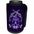 3dRose Russ Billington Designs - Skull Doves and Guns Design in Purple Shades - Can Cooler Bottle Wrap (cc_239113)