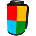 3dRose Russ Billington Designs - Squares in Primary Colors Red Yellow Green and Blue - Can Cooler Bottle Wrap (cc_239115)