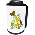 3dRose Russ Billington Monograms- Leafy Initial A - Monogram Initial A in Leafy Green and Yellow with Butterflies - Can Cooler Bottle Wrap (cc_239124)
