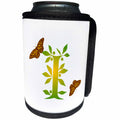 3dRose Russ Billington Monograms- Leafy Initial I - Monogram Initial I in Leafy Green and Yellow with Butterflies - Can Cooler Bottle Wrap (cc_239132)