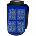 3dRose Russ Billington Chinese Folk Art Series - Birds and Fish- Chinese Folk Art Design in Blue and White - Can Cooler Bottle Wrap (cc_239161)