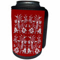 3dRose Russ Billington Chinese Folk Art Series - Vintage Roosters and Flowers Design from China - Can Cooler Bottle Wrap (cc_239162)