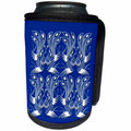 3dRose Russ Billington Chinese Folk Art Series - Exotic Lyre Bird Design in White and Blue - Can Cooler Bottle Wrap (cc_239174)