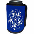 3dRose Russ Billington Chinese Folk Art Series - Chinese Folk Art Flying Doves in Blue and White - Can Cooler Bottle Wrap (cc_239176)