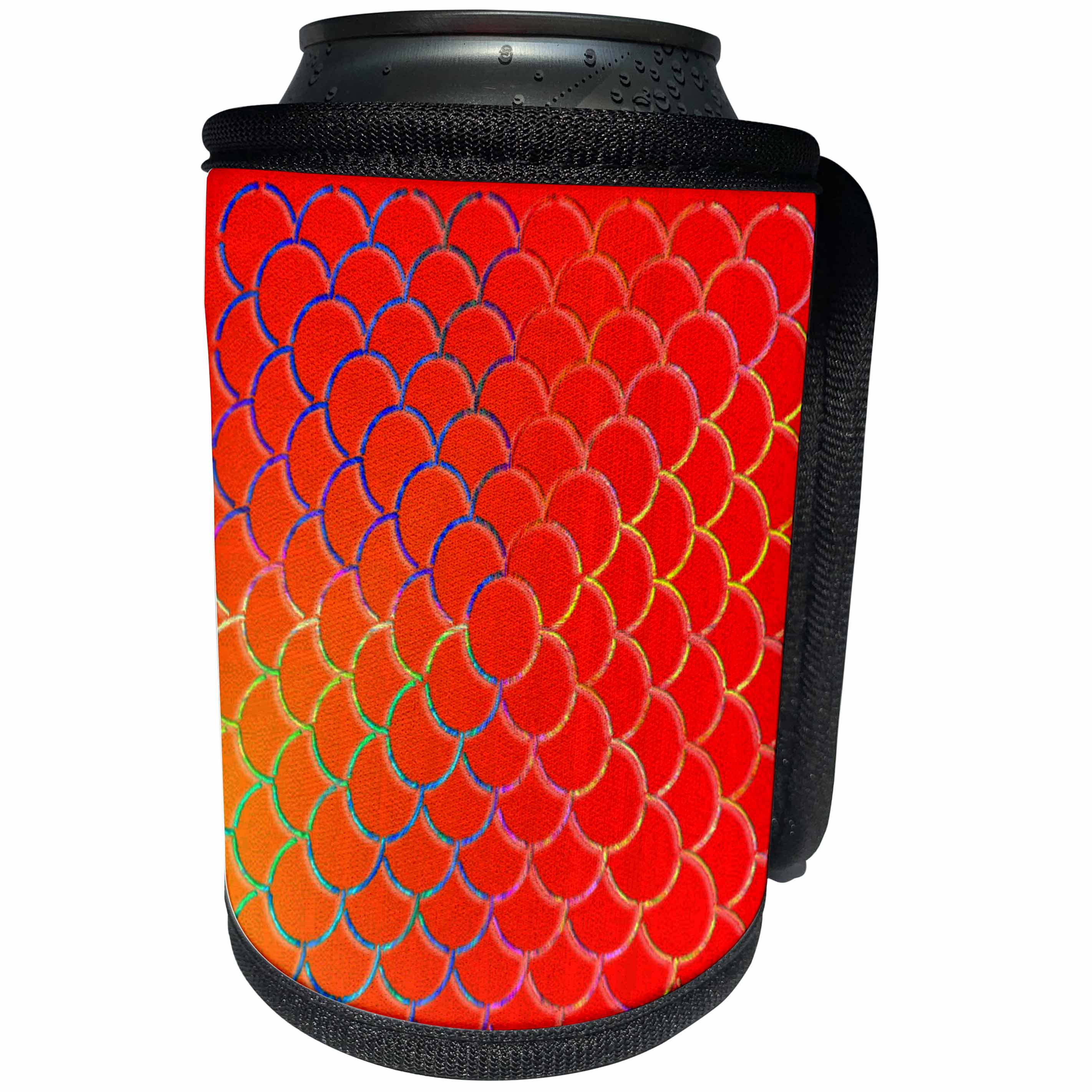 3dRose Beverly Turner Design - Circles on Top on Circles Design Orange - Can Cooler Bottle Wrap (cc_23919)