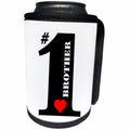 3dRose Russ Billington Designs - Number One Brother- Big Numeral One with Red Heart - Can Cooler Bottle Wrap (cc_239190)