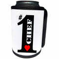 3dRose Russ Billington Designs - Number One Chef- Big Numeral One with Red Heart - Can Cooler Bottle Wrap (cc_239191)