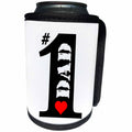 3dRose Russ Billington Designs - Number One Dad- Big Numeral One with Red Heart - Can Cooler Bottle Wrap (cc_239194)