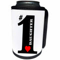 3dRose Russ Billington Designs - Number One Daughter- Big Numeral One with Red Heart - Can Cooler Bottle Wrap (cc_239195)