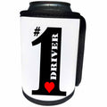 3dRose Russ Billington Designs - Number One Driver- Big Numeral One with Red Heart - Can Cooler Bottle Wrap (cc_239197)