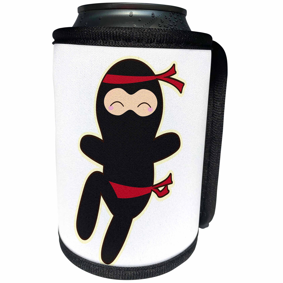 3dRose Dooni Designs - Cute Kawaii Designs - Kawaii Style Ninja Cartoon Character - Can Cooler Bottle Wrap (cc_239514)