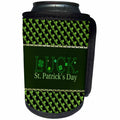 3dRose Beverly Turner St Patrick Day Design - Luck St. Patrick Day, Shamrocks, Green and Black - Can Cooler Bottle Wrap (cc_239520)