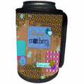 3dRose Beverly Turner Mothers Day Design - Happy Mothers Day Banner, Flowers, Blue and Brown, Collage, I love you - Can Cooler Bottle Wrap (cc_239525)