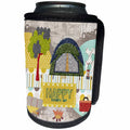 3dRose Beverly Turner Fathers Day Design - Camping Theme, Fathers Day, Abstract, Yellow, Red, Green, Orange - Can Cooler Bottle Wrap (cc_239532)