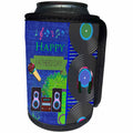 3dRose Beverly Turner Fathers Day Design - Music Theme Fathers Day, Abstract, Records, Head Phones, Microphone - Can Cooler Bottle Wrap (cc_239541)