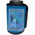 3dRose Beverly Turner Thank you Design - Thank you, Musical Notes Frame Flowers, Hearts, Designs, Blue - Can Cooler Bottle Wrap (cc_239550)