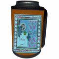 3dRose Beverly Turner Thank you Design - Thank you, Musical Notes Frame Flowers, Hearts, Designs, Brown Blue - Can Cooler Bottle Wrap (cc_239551)