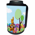 3dRose Beverly Turner Easter Design and Photography - Bunny, Paint Brush, Decorated Eggs, Tree, Ground of Easter Eggs - Can Cooler Bottle Wrap (cc_239557)