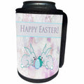3dRose Beverly Turner Easter Design and Photography - Cute Bunnies with Easter Eggs, Pastel Pink Background, Happy Easter - Can Cooler Bottle Wrap (cc_239558)