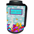 3dRose Beverly Turner Easter Design and Photography - Bunny and Chicks on Bright Colorful Egg Ground, Clouds, Happy Easter - Can Cooler Bottle Wrap (cc_239559)