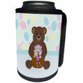 3dRose Beverly Turner Easter Design and Photography - Brown Bear Sitting with Easter Basket, Happy Easter. Egg Wallpaper - Can Cooler Bottle Wrap (cc_239560)