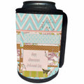 3dRose Beverly Turner Administrative Professionals Day - Collage of Flowers, Heart, Papers, Wire Designs, Pastel, Peach, Blue - Can Cooler Bottle Wrap (cc_239564)