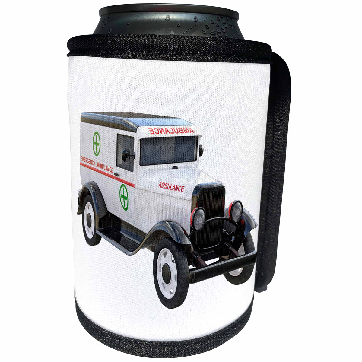 3dRose Boehm Graphics Car - Classic White Ambulance Truck - Can Cooler Bottle Wrap (cc_239789)